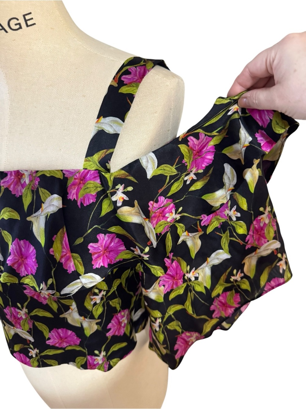 milly silk off shoulder floral ruffle crop top sz 6 - Picture 2 of 8